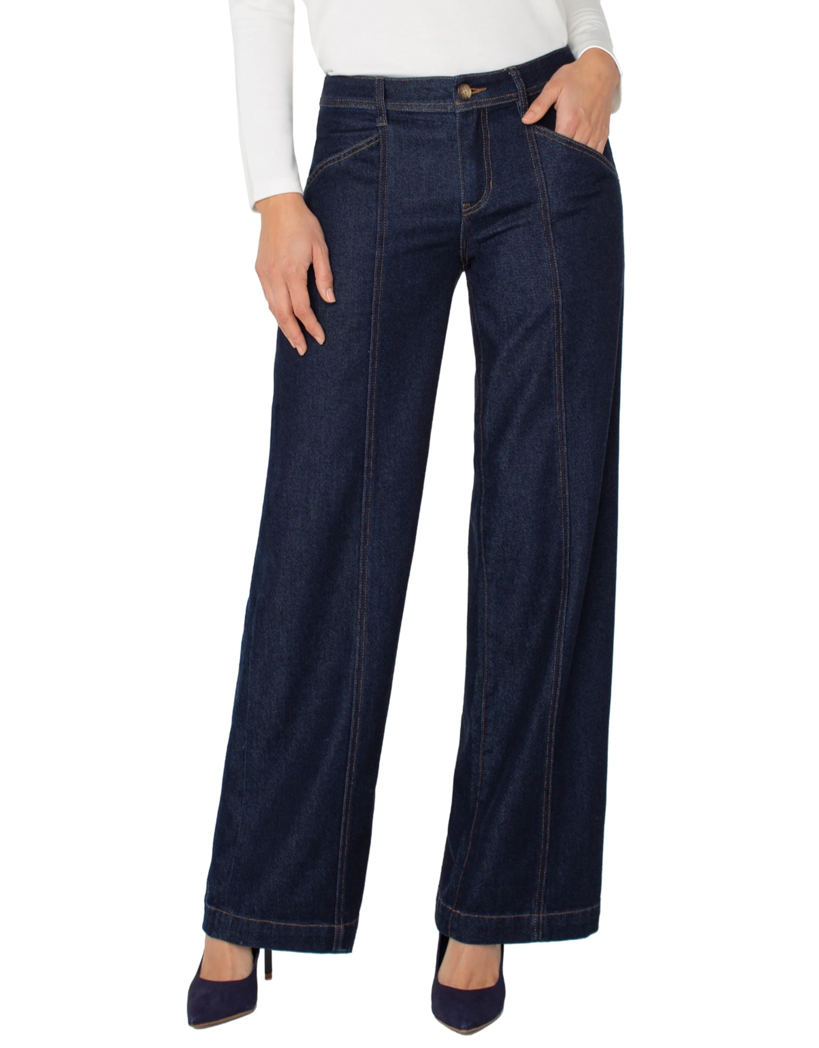 Liverpool Liverpool - Wide Leg  Trouser (Indigo Rinse)