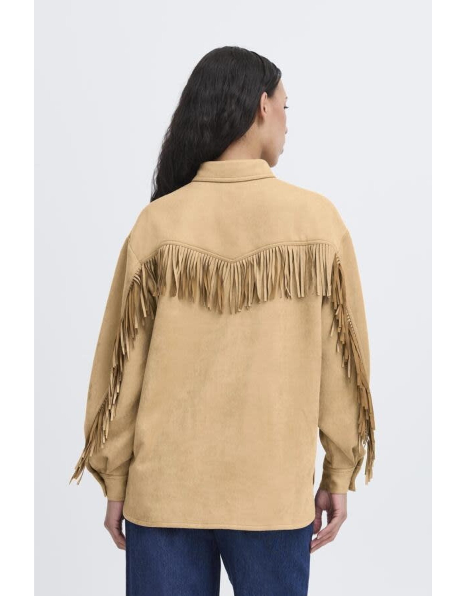 ICHI ICHI - Fano Fringe Detail Button Up (Travertine)