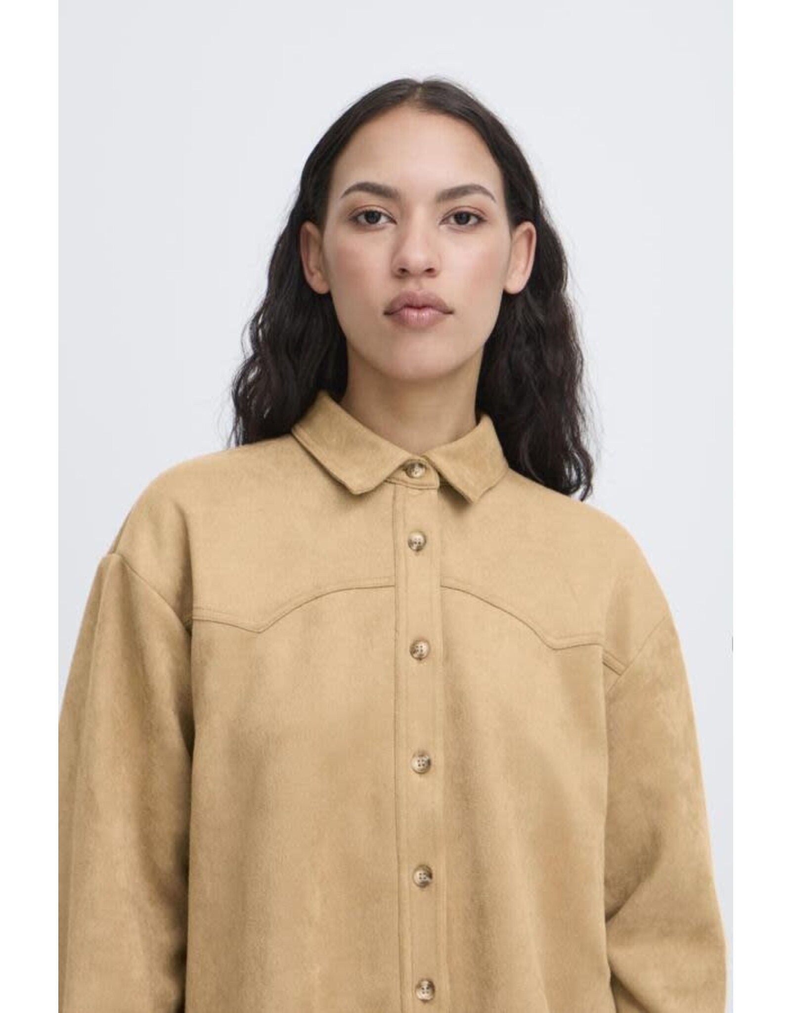 ICHI ICHI - Fano Fringe Detail Button Up (Travertine)