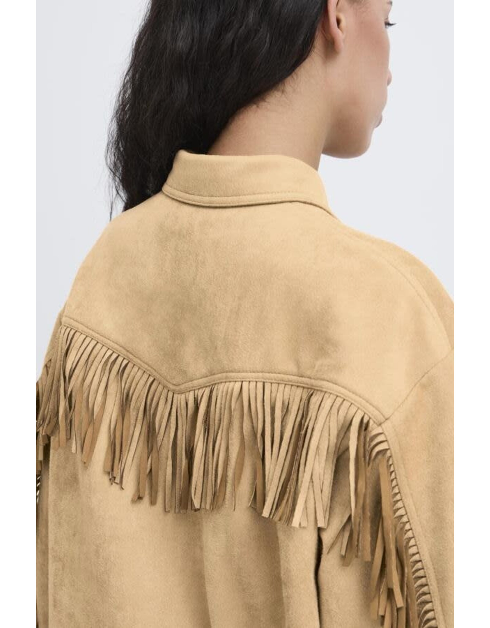 ICHI ICHI - Fano Fringe Detail Button Up (Travertine)