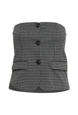 ICHI ICHI - Kate Houndstooth Strapless Top (Black / Grey)