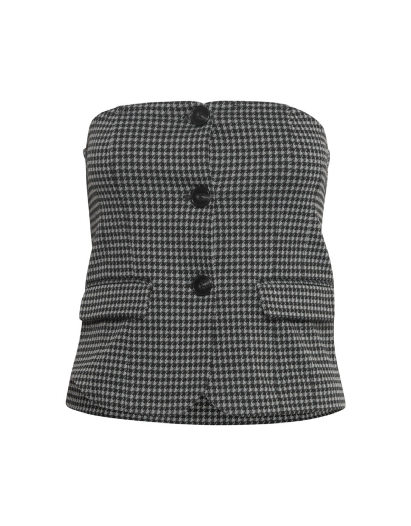 ICHI ICHI - Kate Houndstooth Strapless Top (Black / Grey)