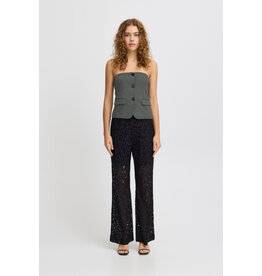 ICHI ICHI - Kate Houndstooth Strapless Top (Black / Grey)