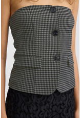 ICHI ICHI - Kate Houndstooth Strapless Top (Black / Grey)