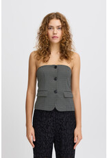 ICHI ICHI - Kate Houndstooth Strapless Top (Black / Grey)