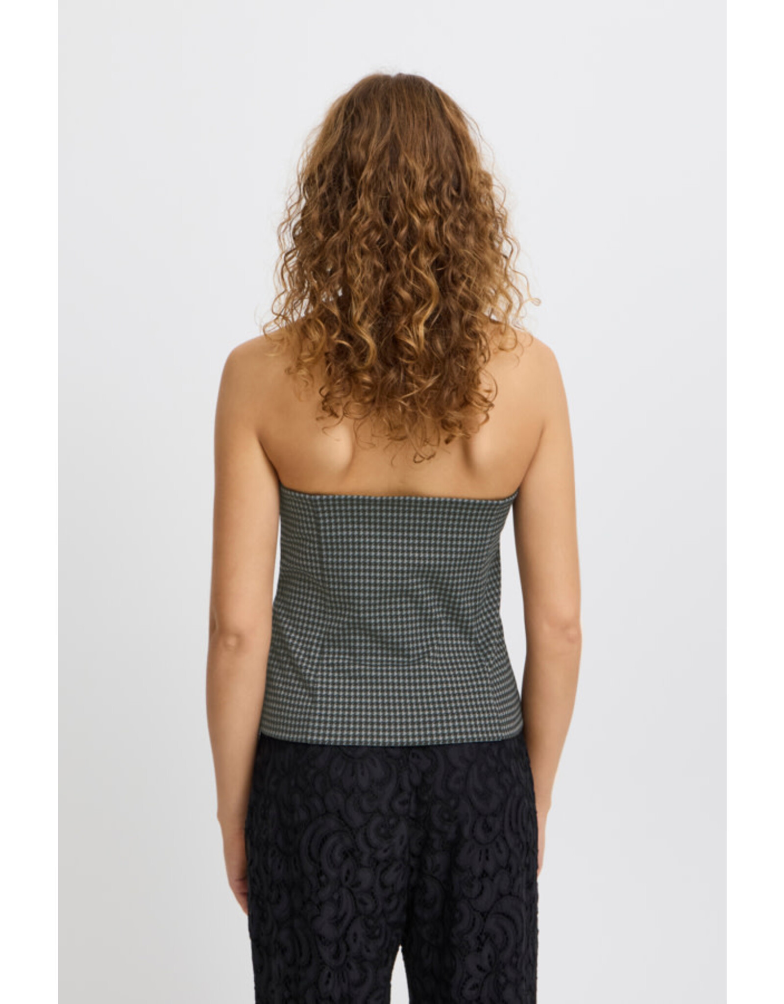 ICHI ICHI - Kate Houndstooth Strapless Top (Black / Grey)