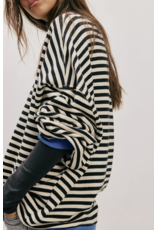 Free people Free People - Classic Striped Oversized Crewneck (Black Combo)