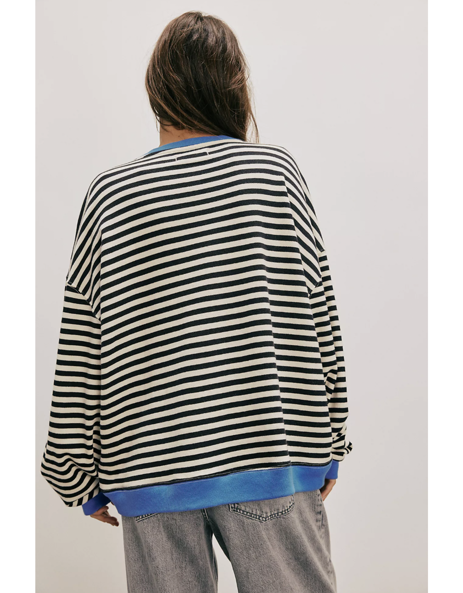 Free people Free People - Classic Striped Oversized Crewneck (Black Combo)