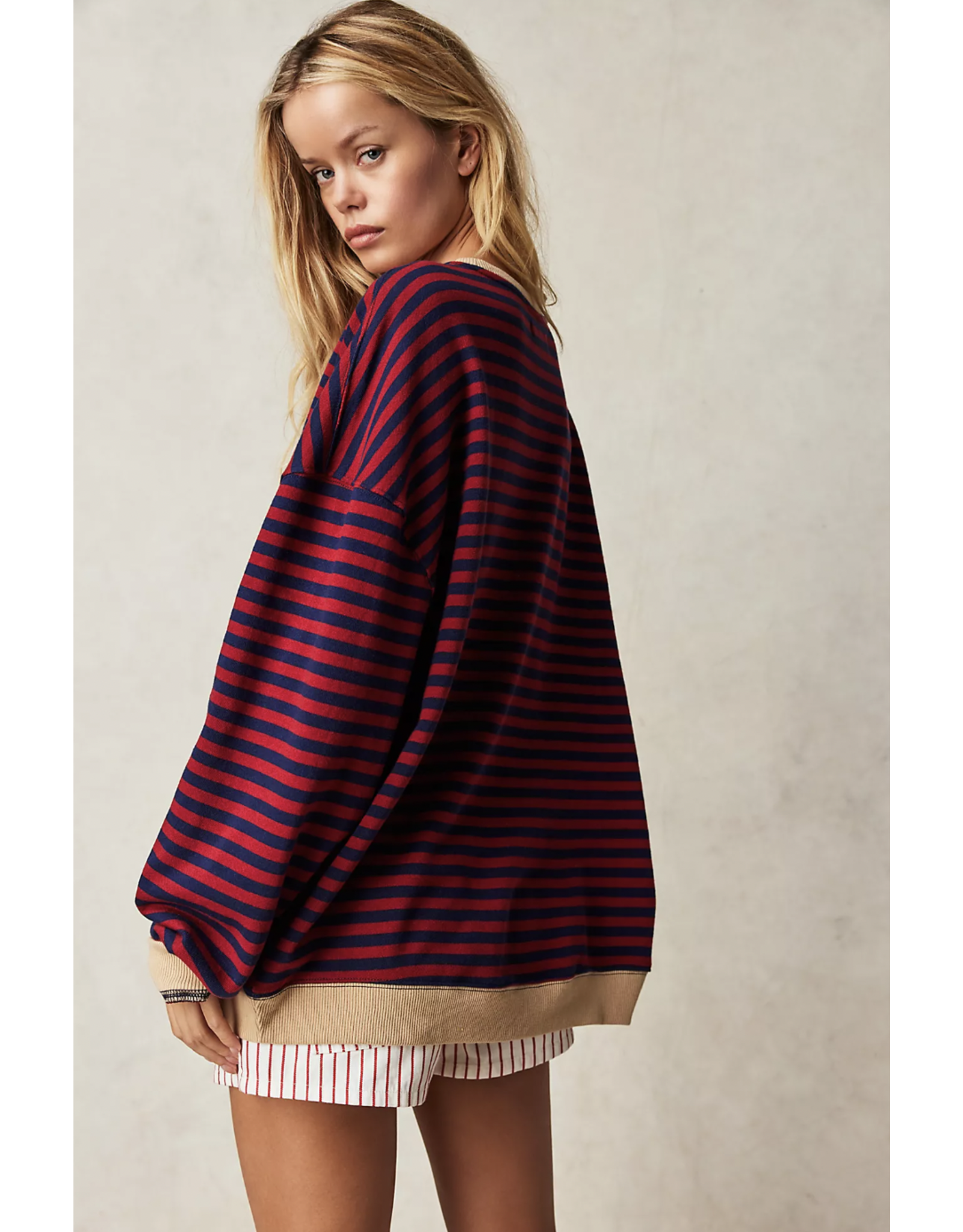 Free people Free People - Classic Striped Oversized Crewneck (Nautical)