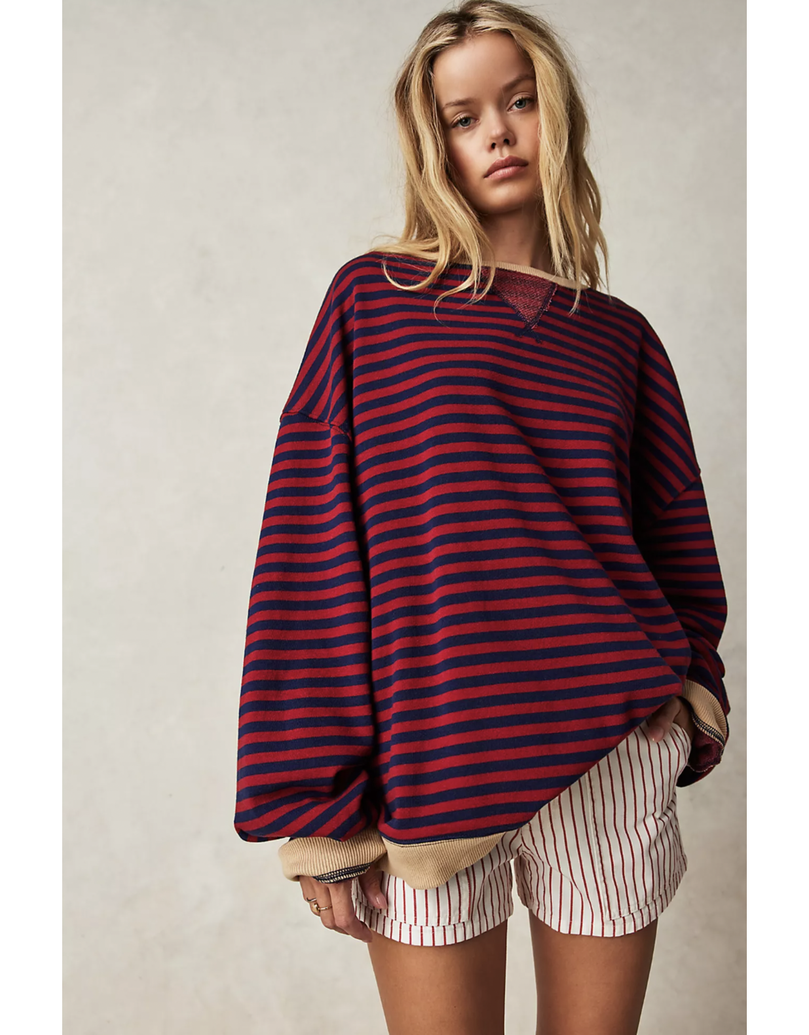 Free people Free People - Classic Striped Oversized Crewneck (Nautical)