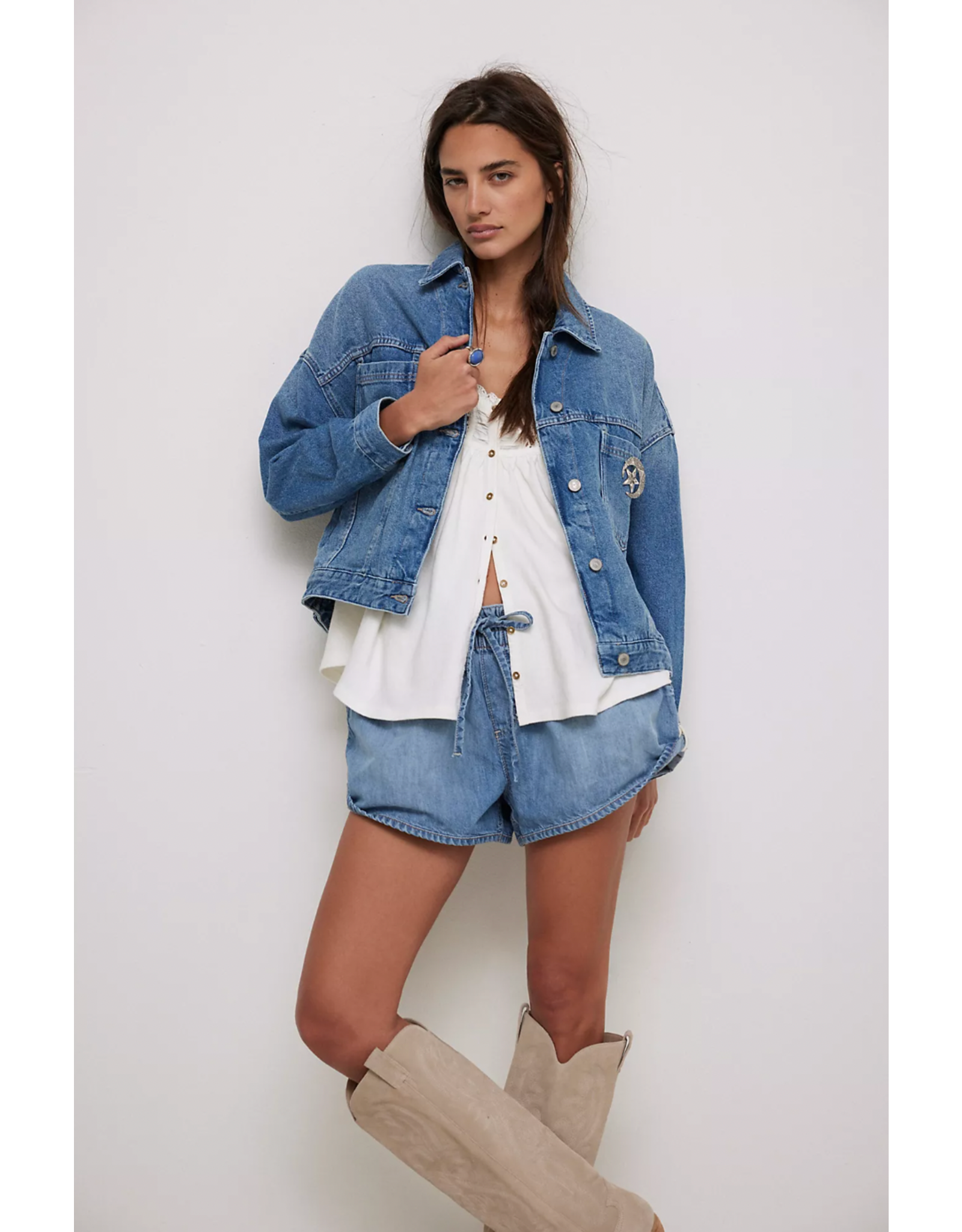 Free people Free People - Opal Swing Denim Jacket (Cowboy Romance)