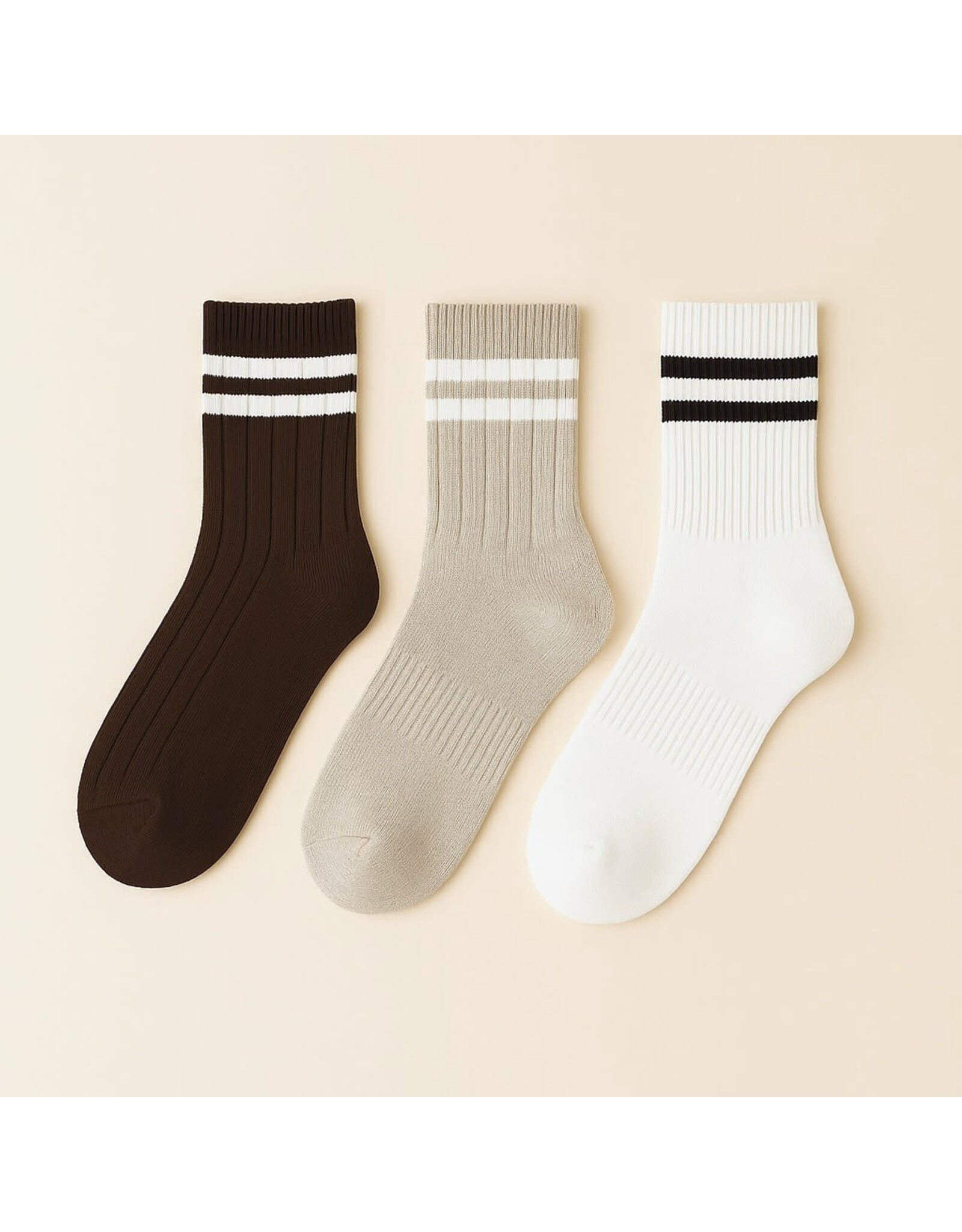 Pika & Bear Pika & Bear - "Bettega" Classic Crew Socks with Stripe Detail (3 pack)