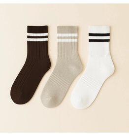 Pika & Bear Pika & Bear - "Bettega" Classic Crew Socks with Stripe Detail (3 pack)