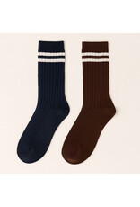 Pika & Bear Pika & Bear - "Varsity" Ribbed Crew Socks with Striped Detail (2 pack)