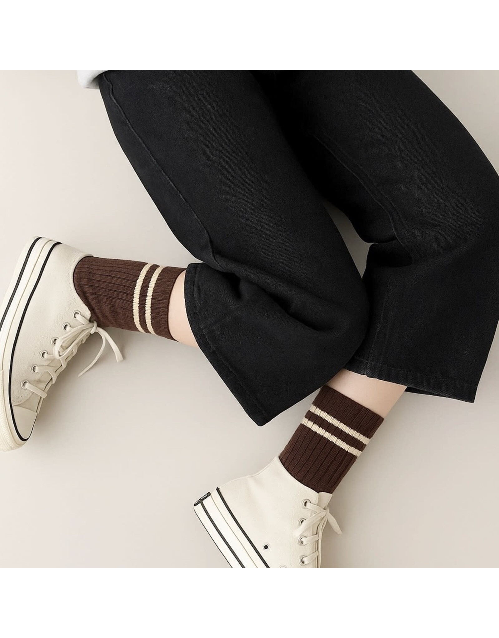 Pika & Bear Pika & Bear - "Varsity" Ribbed Crew Socks with Striped Detail (2 pack)
