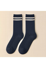 Pika & Bear Pika & Bear - "Varsity" Ribbed Crew Socks with Striped Detail (2 pack)