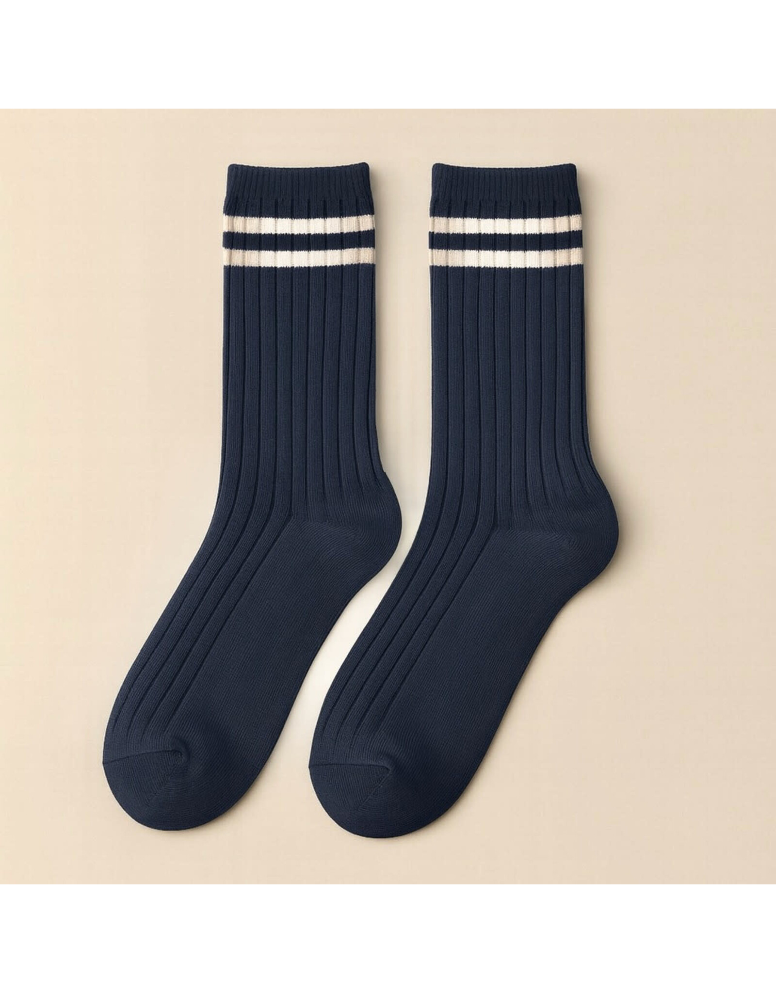 Pika & Bear Pika & Bear - "Varsity" Ribbed Crew Socks with Striped Detail (2 pack)