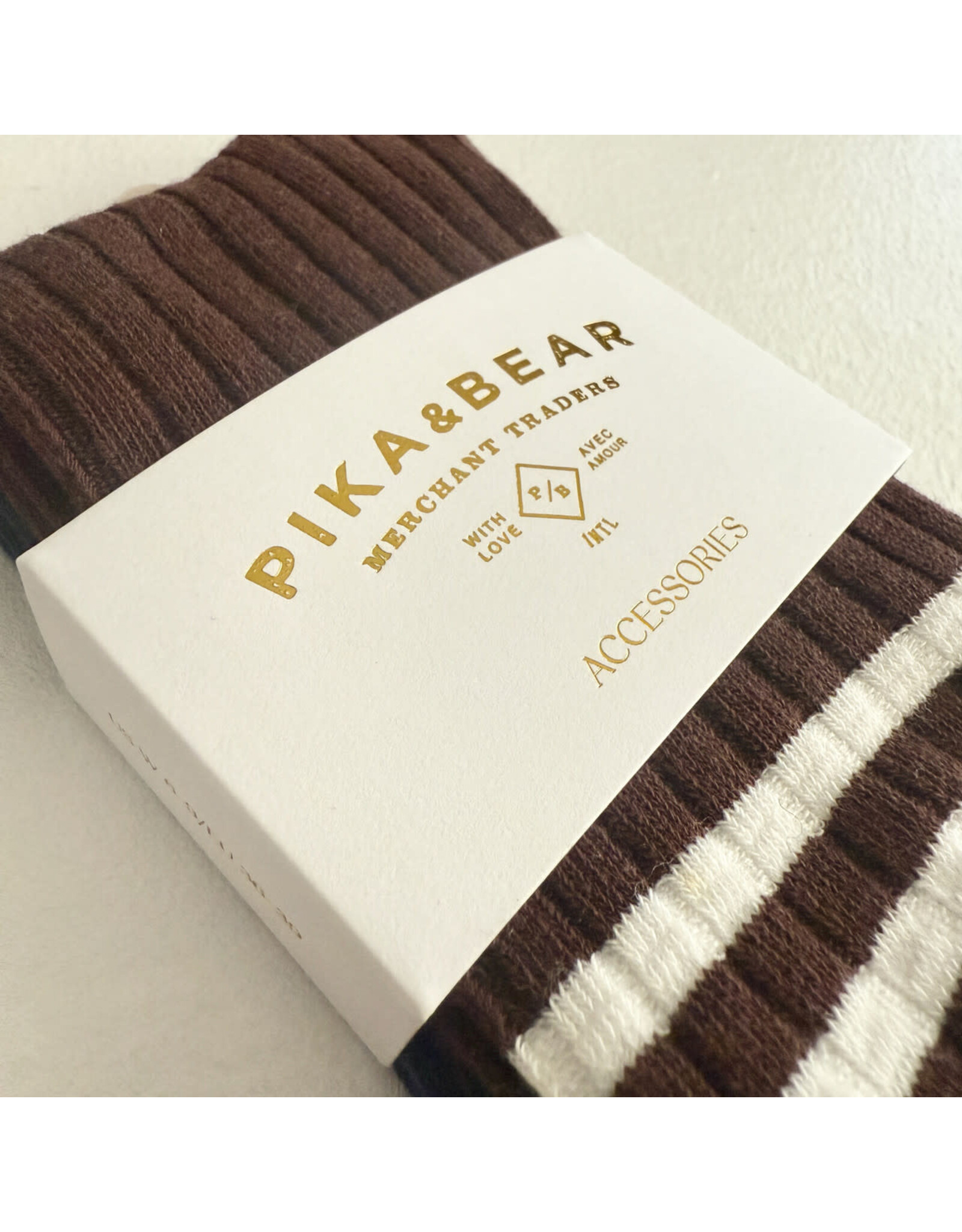 Pika & Bear Pika & Bear - "Varsity" Ribbed Crew Socks with Striped Detail (2 pack)