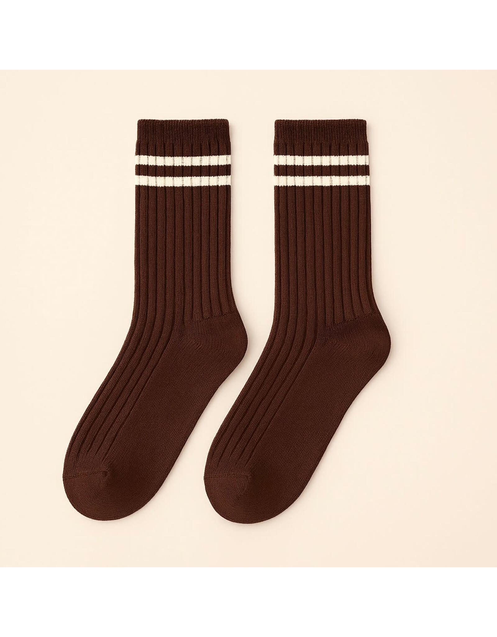 Pika & Bear Pika & Bear - "Varsity" Ribbed Crew Socks with Striped Detail (2 pack)