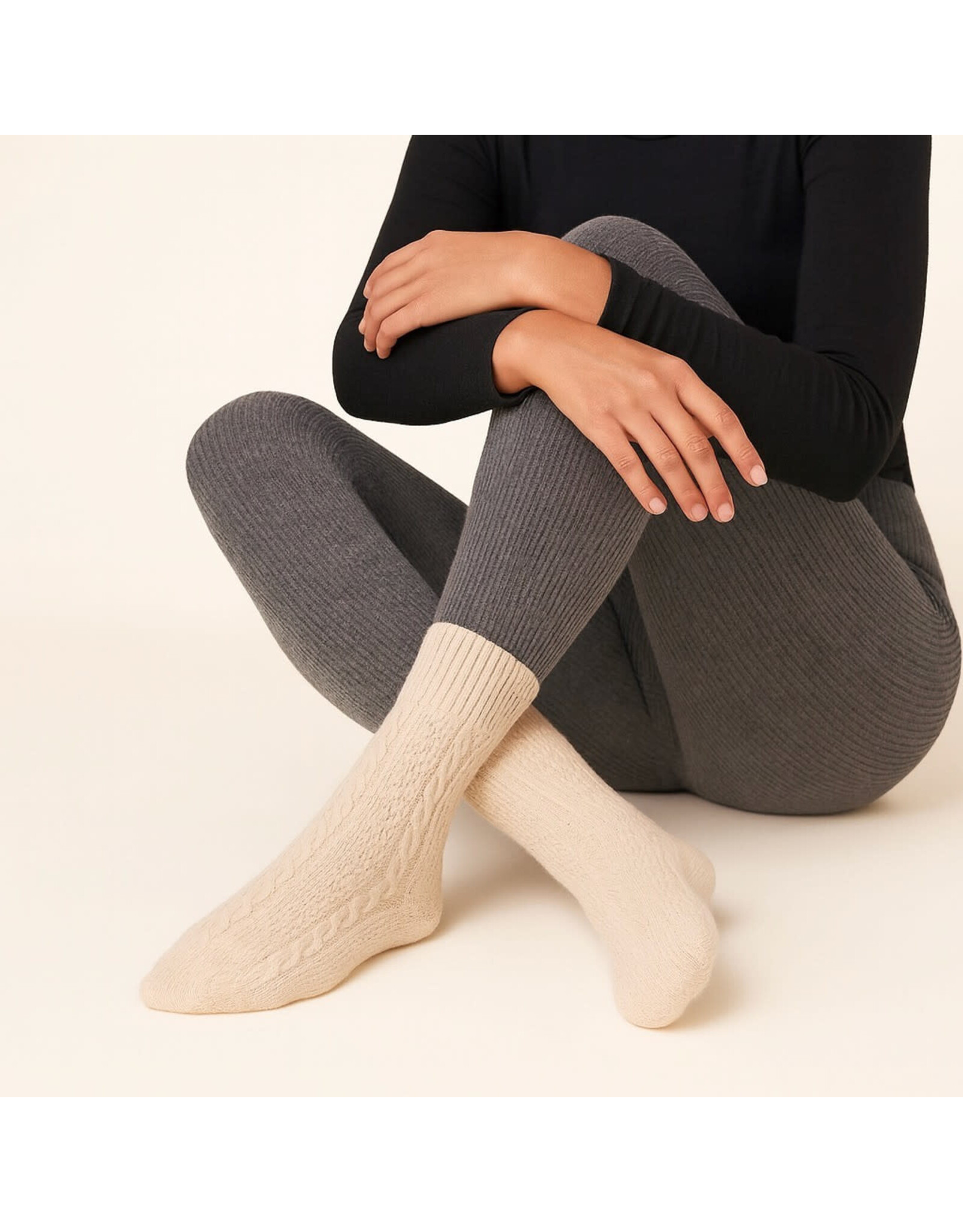 Pika & Bear Pika & Bear - "Sybil" Cable Knit Crew Sock