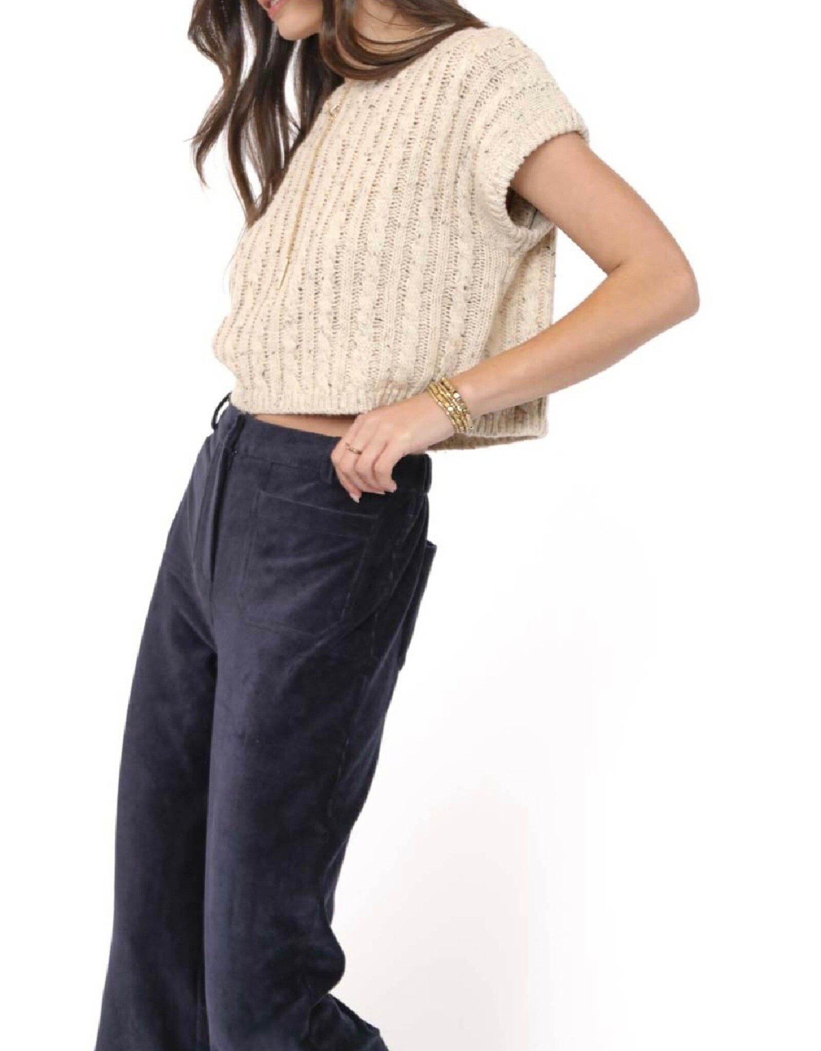 Sadie & Sage Sadie & Sage - Effortless Cable Knit Tank (Oatmeal)