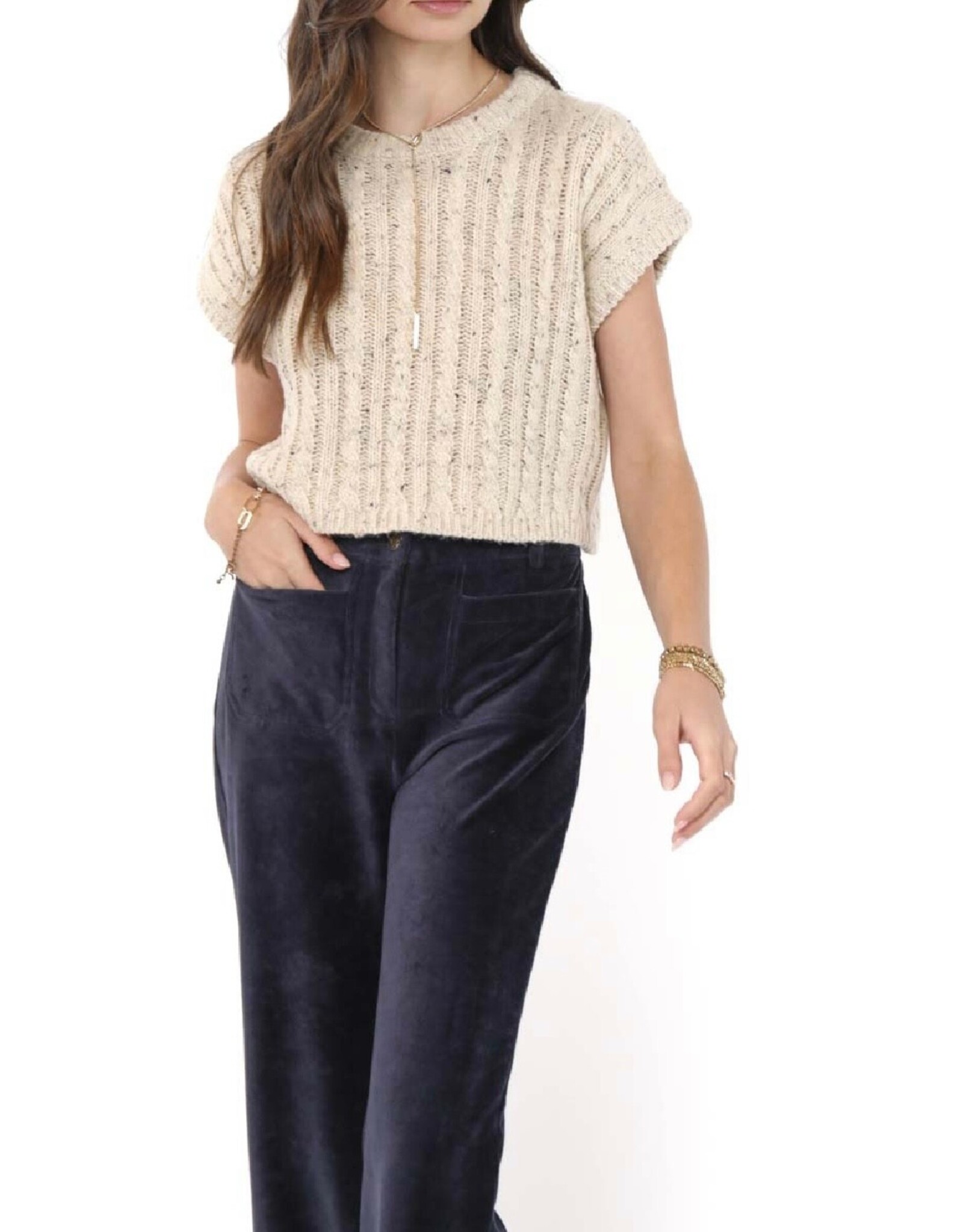 Sadie & Sage Sadie & Sage - Effortless Cable Knit Tank (Oatmeal)