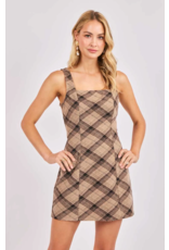 Sadie & Sage Sadie & Sage - Soho Commute Plaid Mini Dress (Brown)