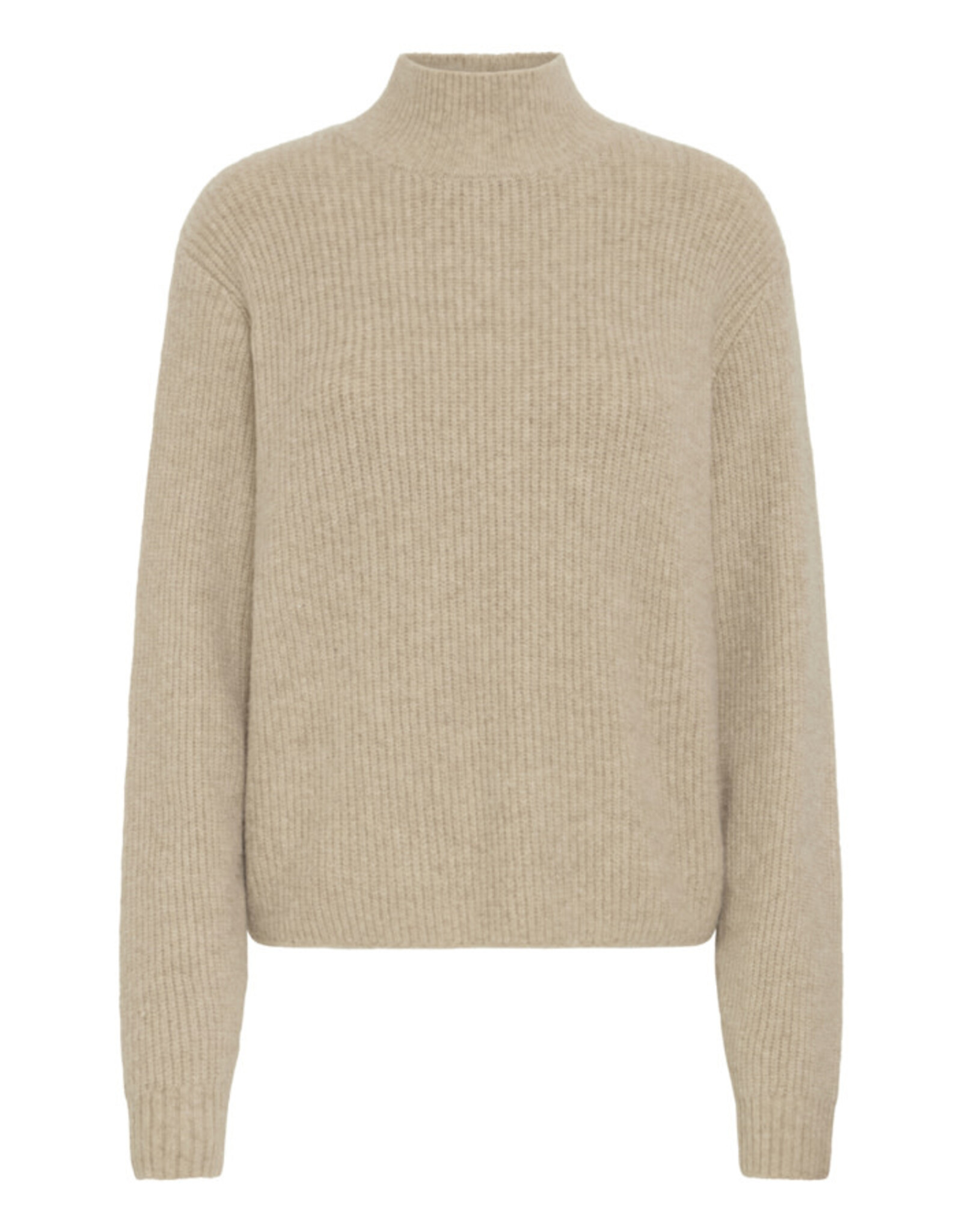 ICHI ICHI - Ducie Rollneck Pullover with Split Back Detail (Oatmeal)