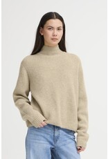 ICHI ICHI - Ducie Rollneck Pullover with Split Back Detail (Oatmeal)