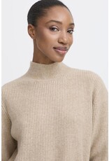ICHI ICHI - Ducie Rollneck Pullover with Split Back Detail (Oatmeal)