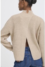ICHI ICHI - Ducie Rollneck Pullover with Split Back Detail (Oatmeal)