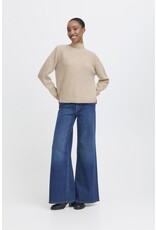 ICHI ICHI - Ducie Rollneck Pullover with Split Back Detail (Oatmeal)