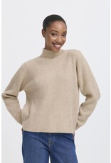 ICHI ICHI - Ducie Rollneck Pullover with Split Back Detail (Oatmeal)