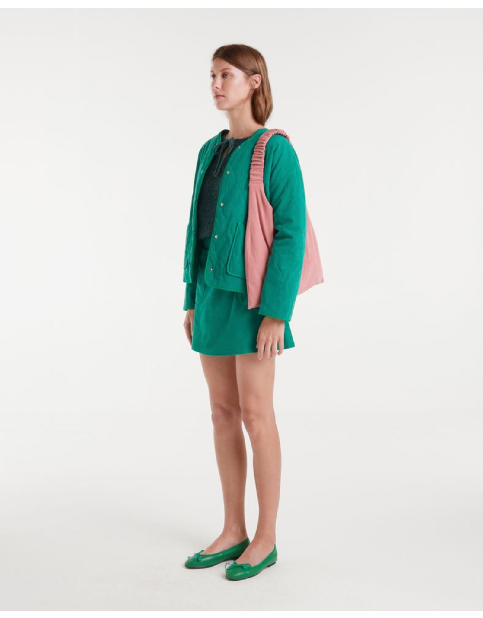 Compania Fantastica Compania Fantastica - Corduroy Short Skirt (Green)