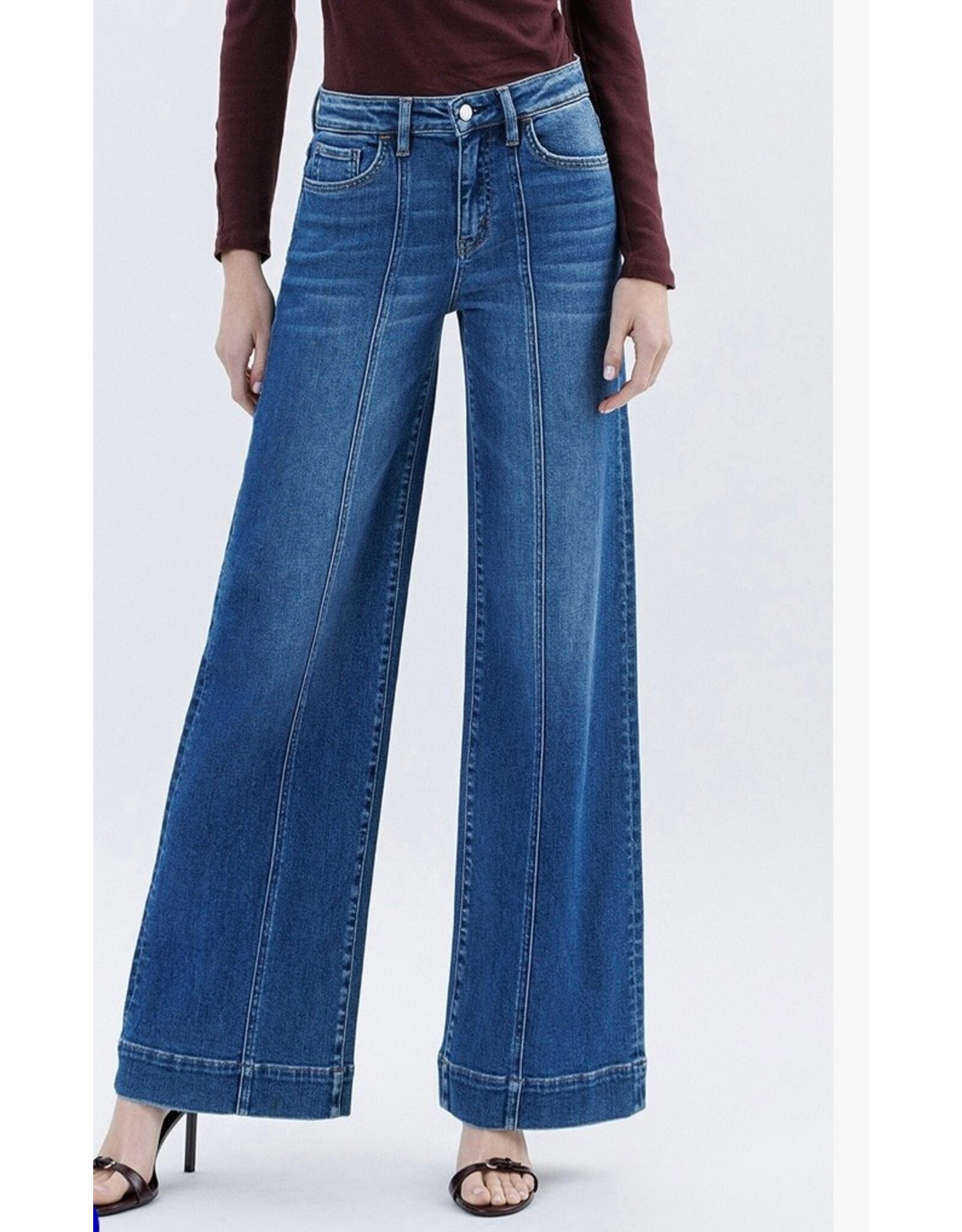 Flying Monkey Flying Monkey - High Rise Trouser Hem Extreme Wide Leg Jean (Moon Bar)
