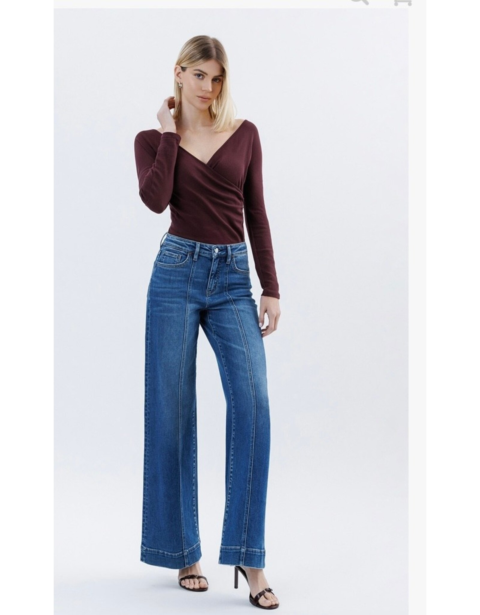 Flying Monkey Flying Monkey - High Rise Trouser Hem Extreme Wide Leg Jean (Moon Bar)