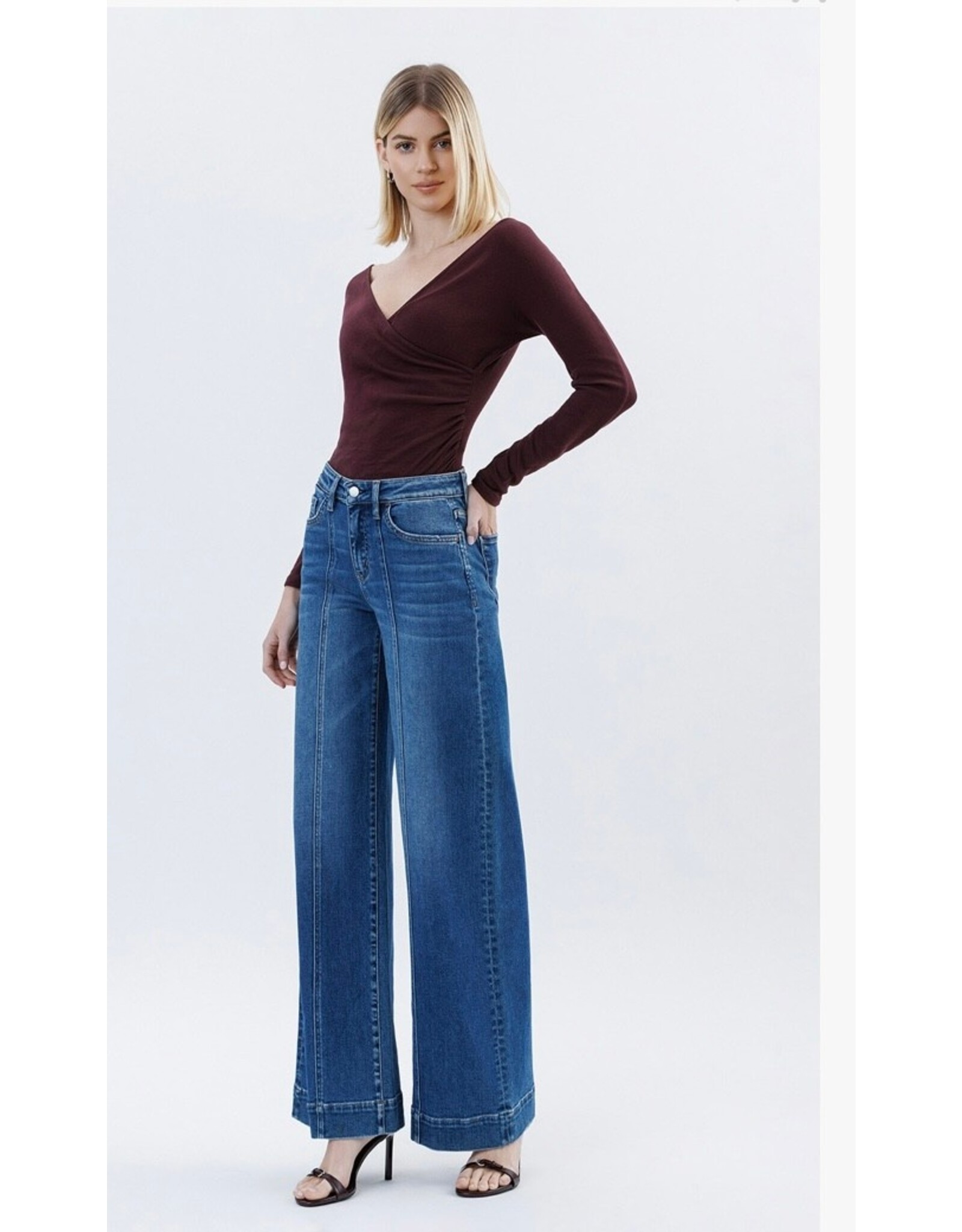 Flying Monkey Flying Monkey - High Rise Trouser Hem Extreme Wide Leg Jean (Moon Bar)