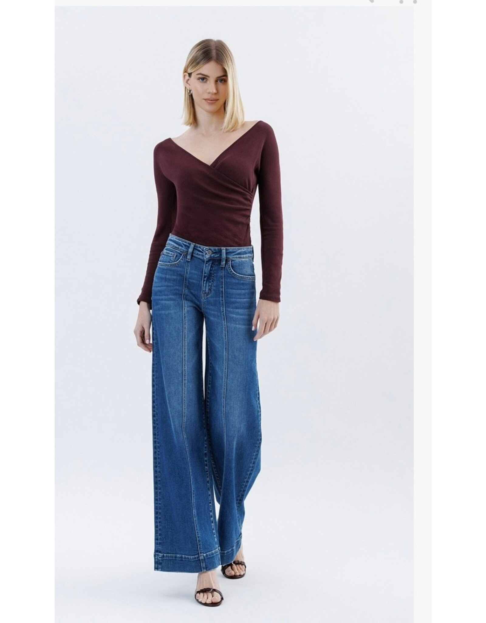 Flying Monkey Flying Monkey - High Rise Trouser Hem Extreme Wide Leg Jean (Moon Bar)
