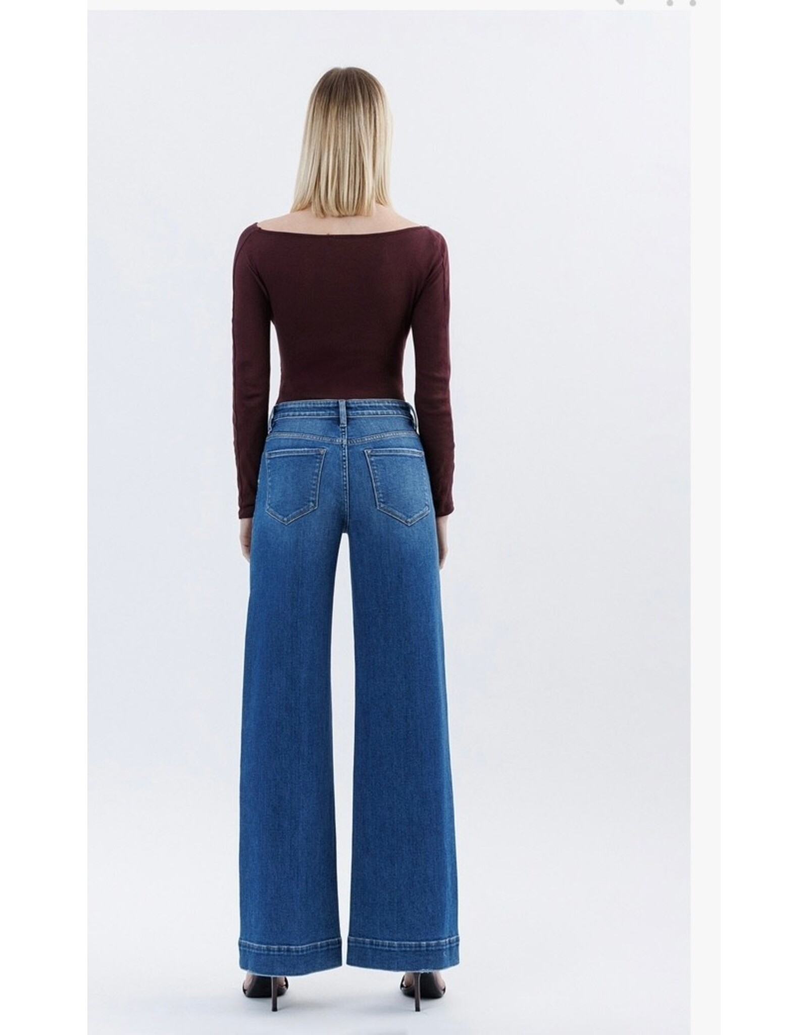 Flying Monkey Flying Monkey - High Rise Trouser Hem Extreme Wide Leg Jean (Moon Bar)
