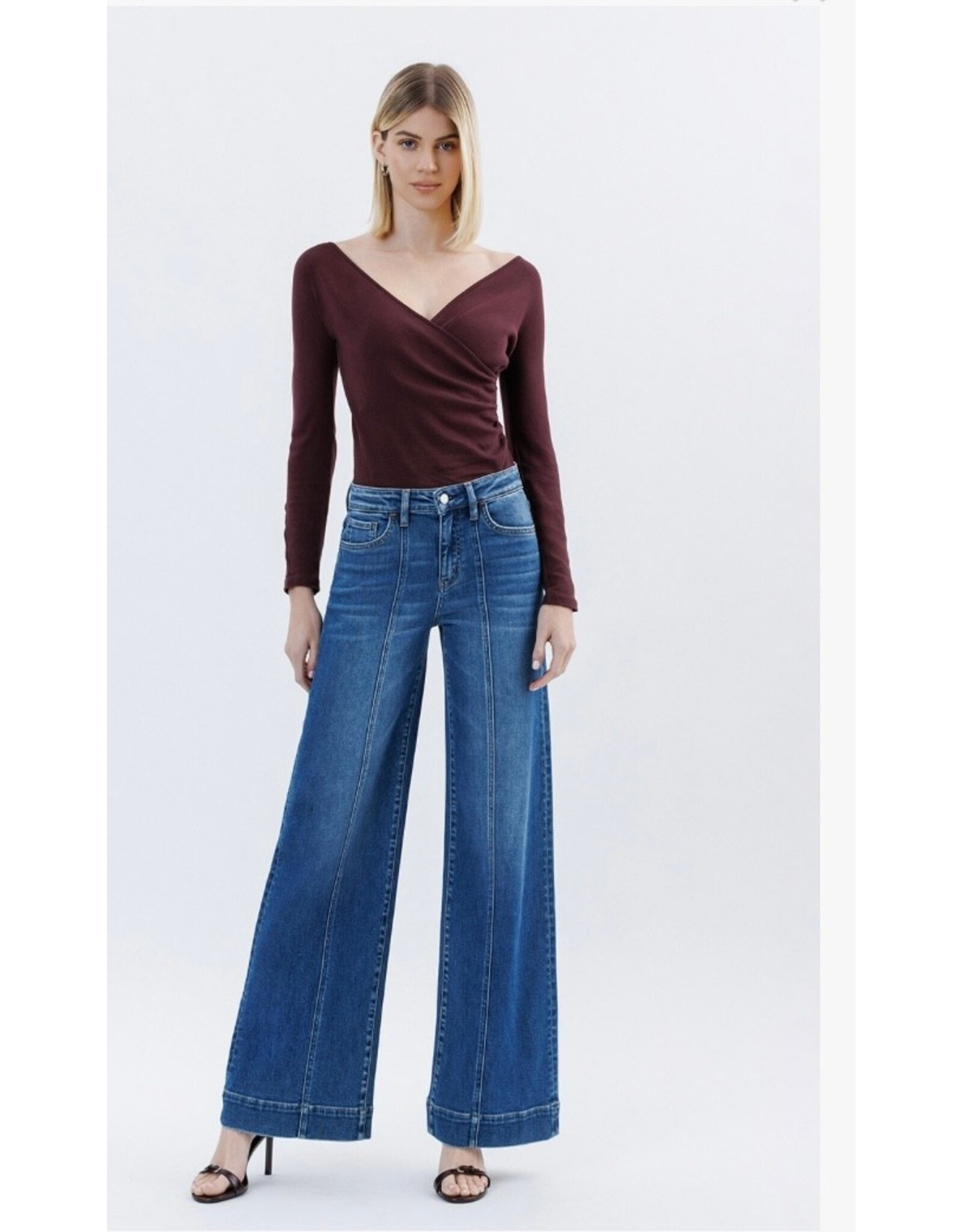 Flying Monkey Flying Monkey - High Rise Trouser Hem Extreme Wide Leg Jean (Moon Bar)