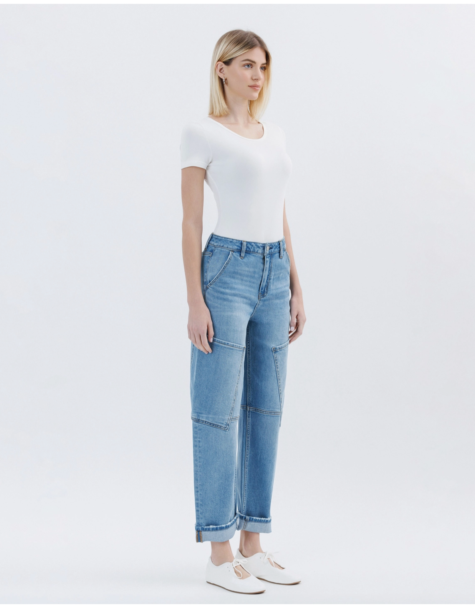 VERVET VERVET - Kate Super High Rise Utility Barrel Leg Jeans (Augustine)