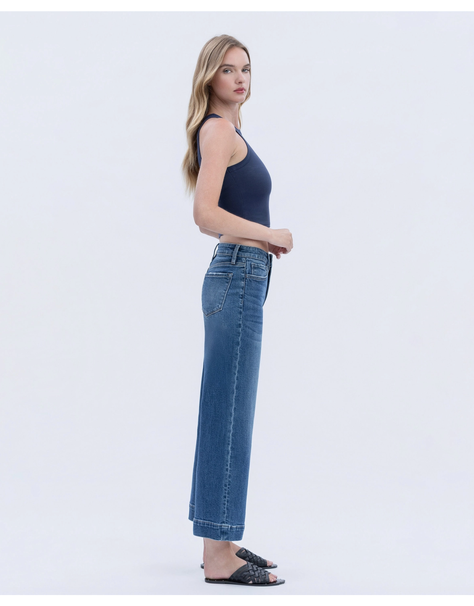 VERVET VERVET - High Rise Trouser Hem Wide Leg Jeans (Mesmerism)