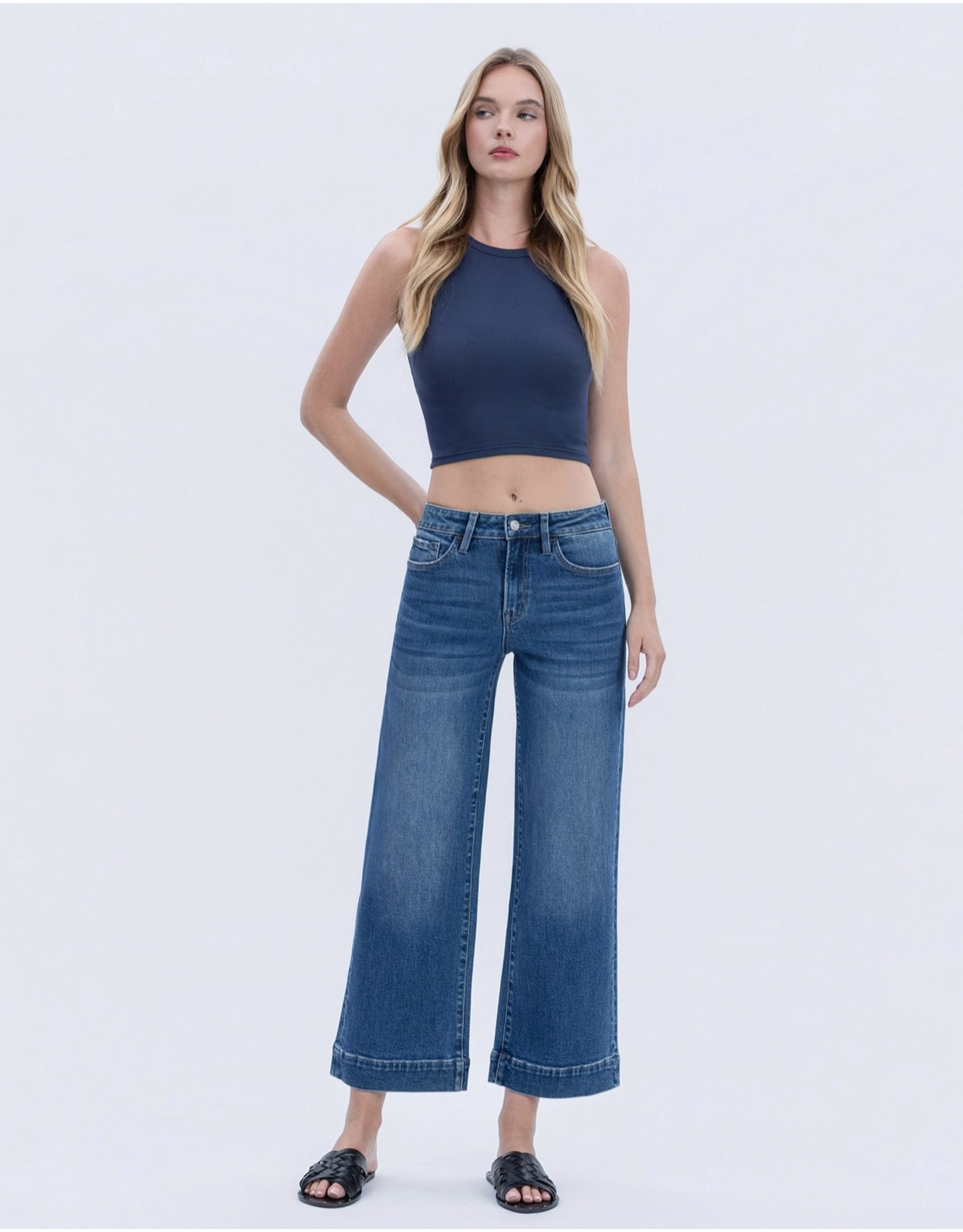 VERVET VERVET - High Rise Trouser Hem Wide Leg Jeans (Mesmerism)