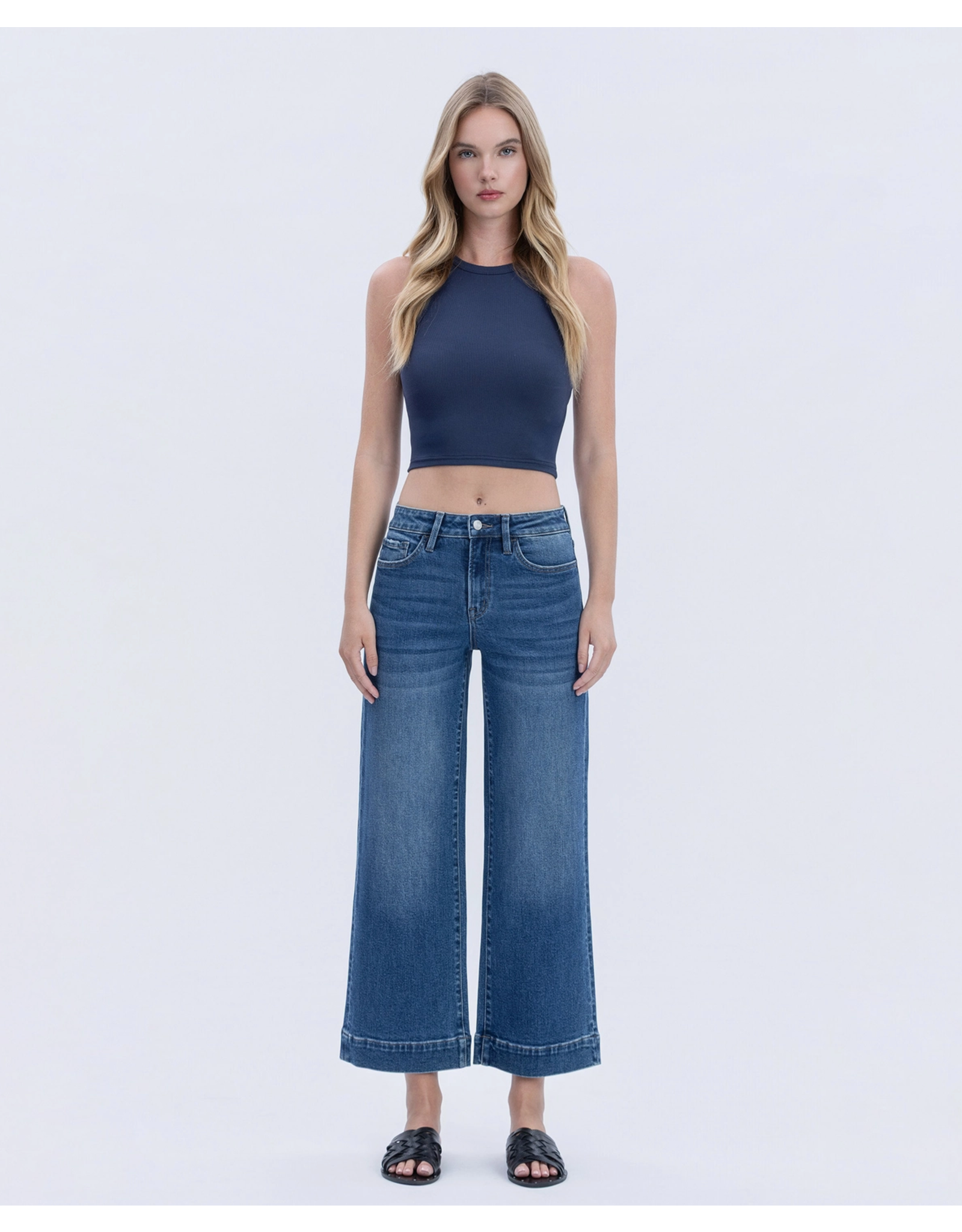 VERVET VERVET - High Rise Trouser Hem Wide Leg Jeans (Mesmerism)