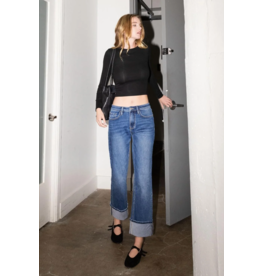 VERVET VERVET - High Rise Cuffed Ankle Straight Jeans (Benefactor)