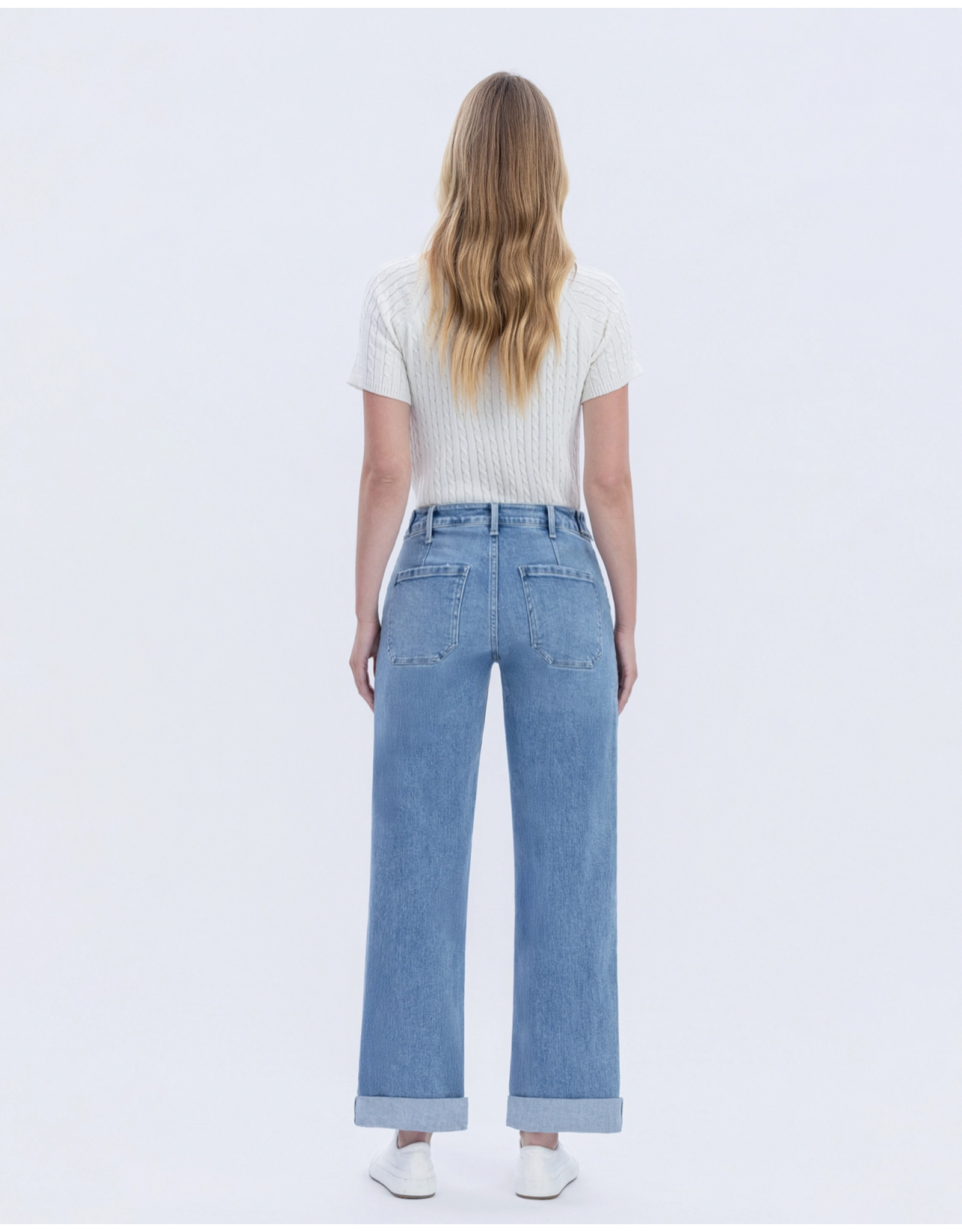 VERVET VERVET - Aileeah High Cuffed Slim Wide Jeans (Multi Love)