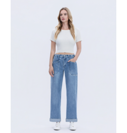 VERVET VERVET - Aileeah High Cuffed Slim Wide Jeans (Multi Love)