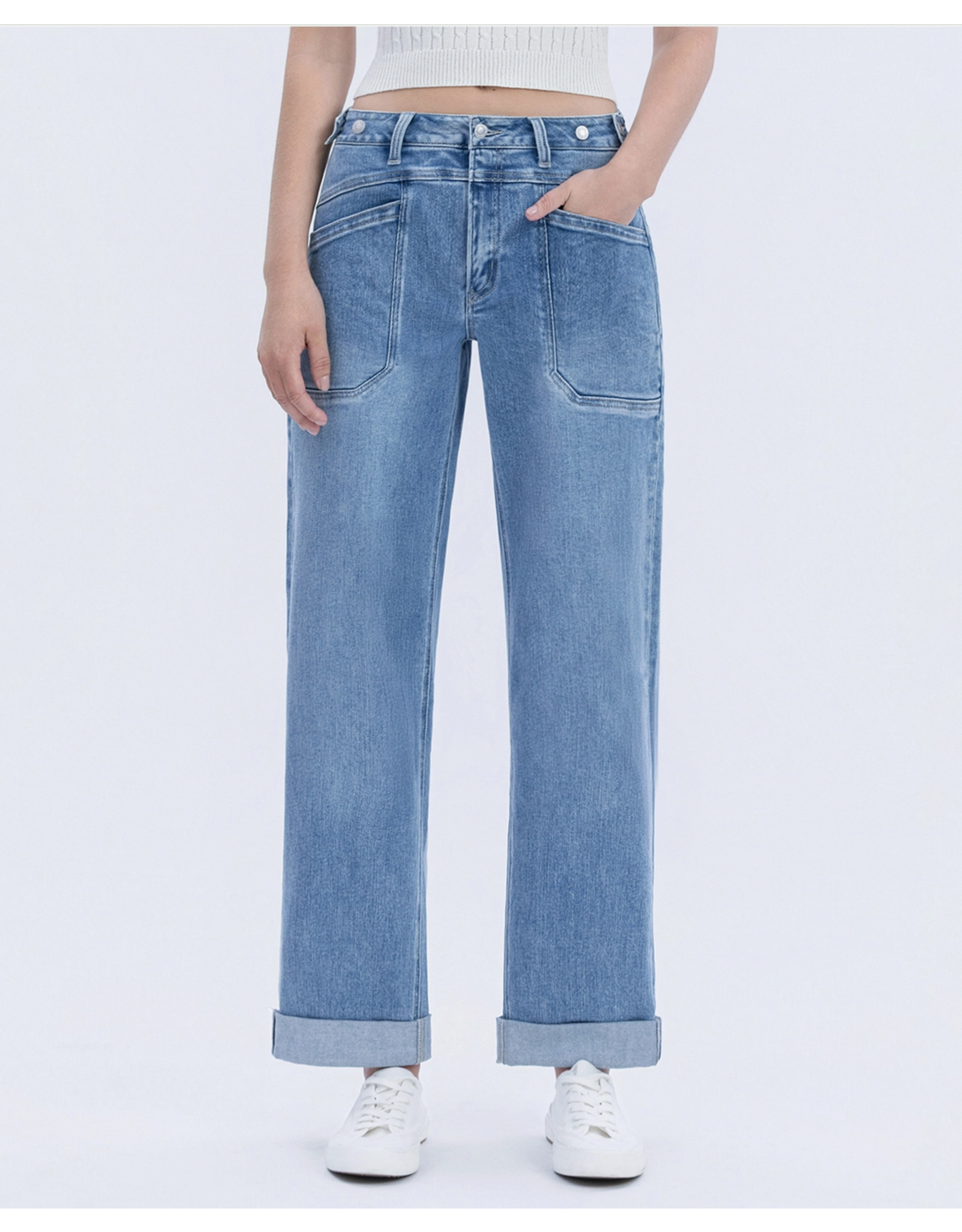 VERVET VERVET - Aileeah High Cuffed Slim Wide Jeans (Multi Love)