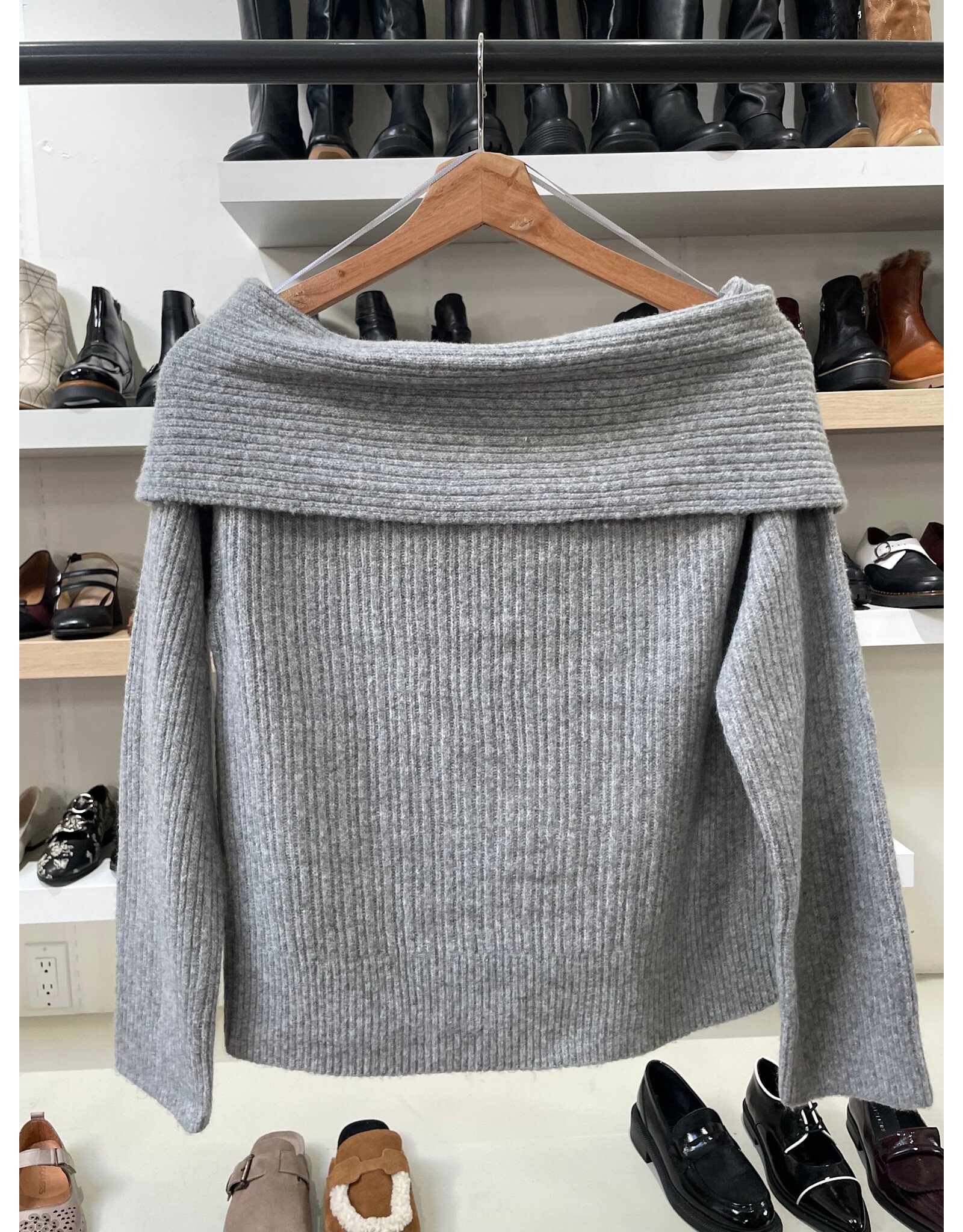 RD Style RD Style - Marylin Off the Shoulder Sweater (Flint Grey)