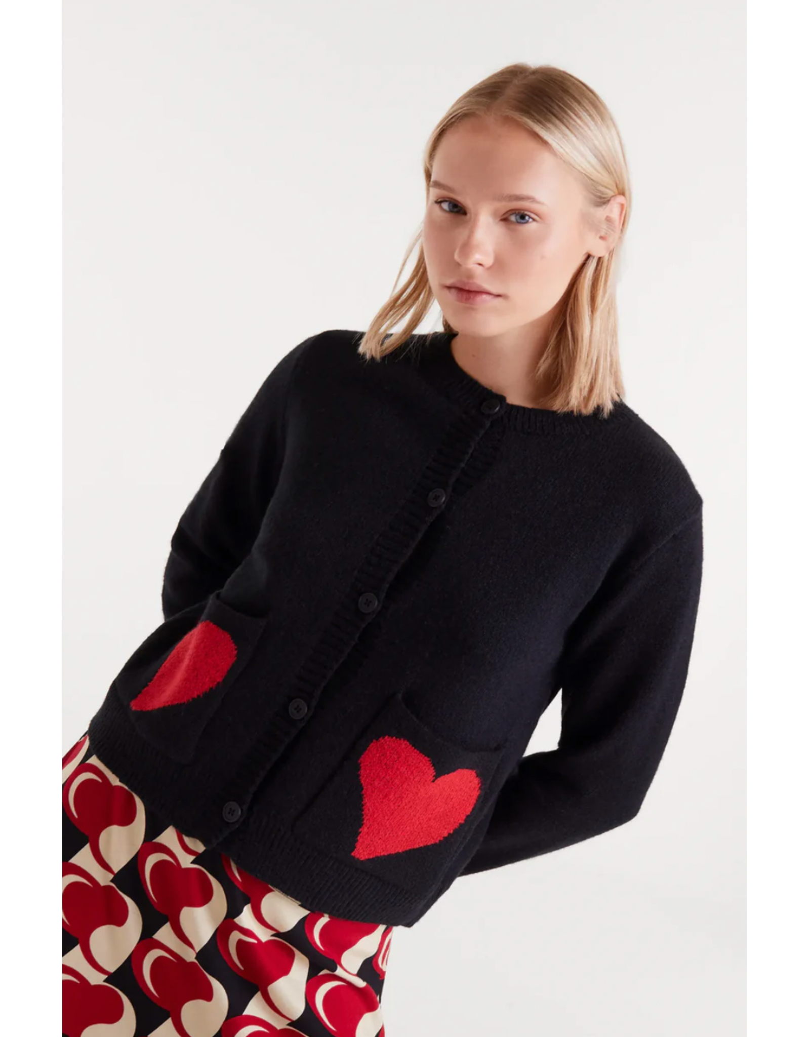 Compania Fantastica Compania Fantastica - Heart Attack Small Cardigan Jacquard (Black)